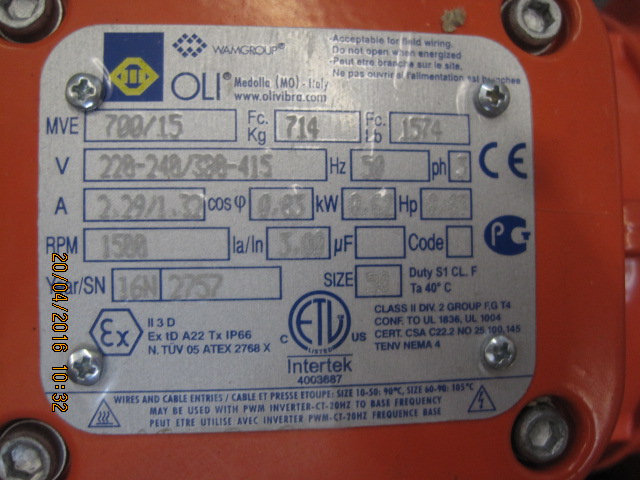 MVE VIBRATOR MVE700/15 | OLI-SPAIN -Product image